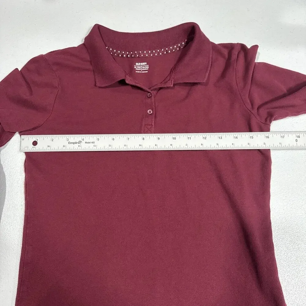 Lot Of 2 Old Navy School Uniform Long Sleeves Polo Shirts Wine Color Size XL (14